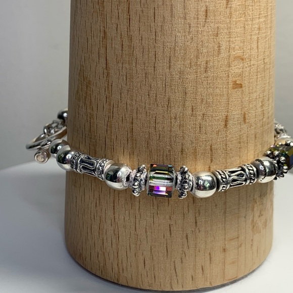 Silpada Sterling Silver & Iridescent Bead CATCH THE LIGHT Bracelet/Earring Set - Picture 2 of 16